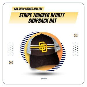 San Diego Padres New Era Stripe Trucker 9Forty Snapback Hat Brown/Yellow